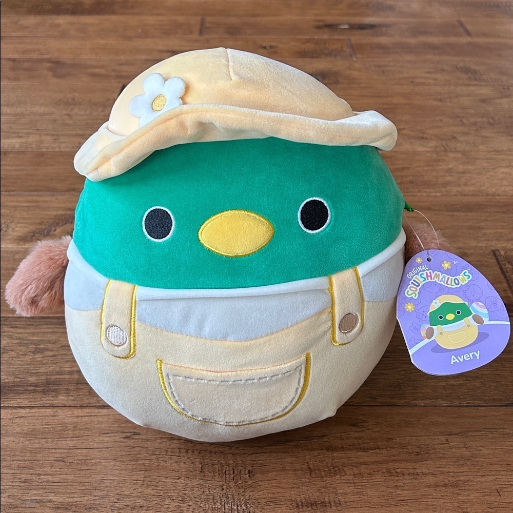 Squishmallows KellyToy Avery Mallard Lucky Duck Easter Hat Overalls New NWT